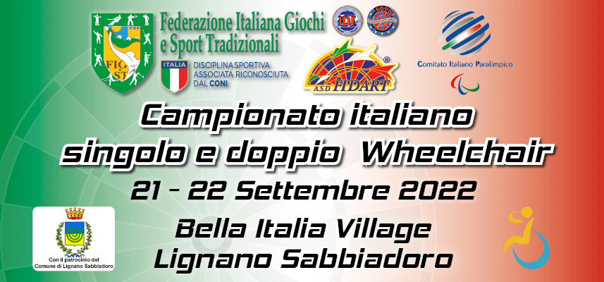 Campionato italiano 2022 di singolo e doppio Soft Dart Wheelchair Campionato italiano 2022 di singolo e doppio Soft Dart Wheelchair